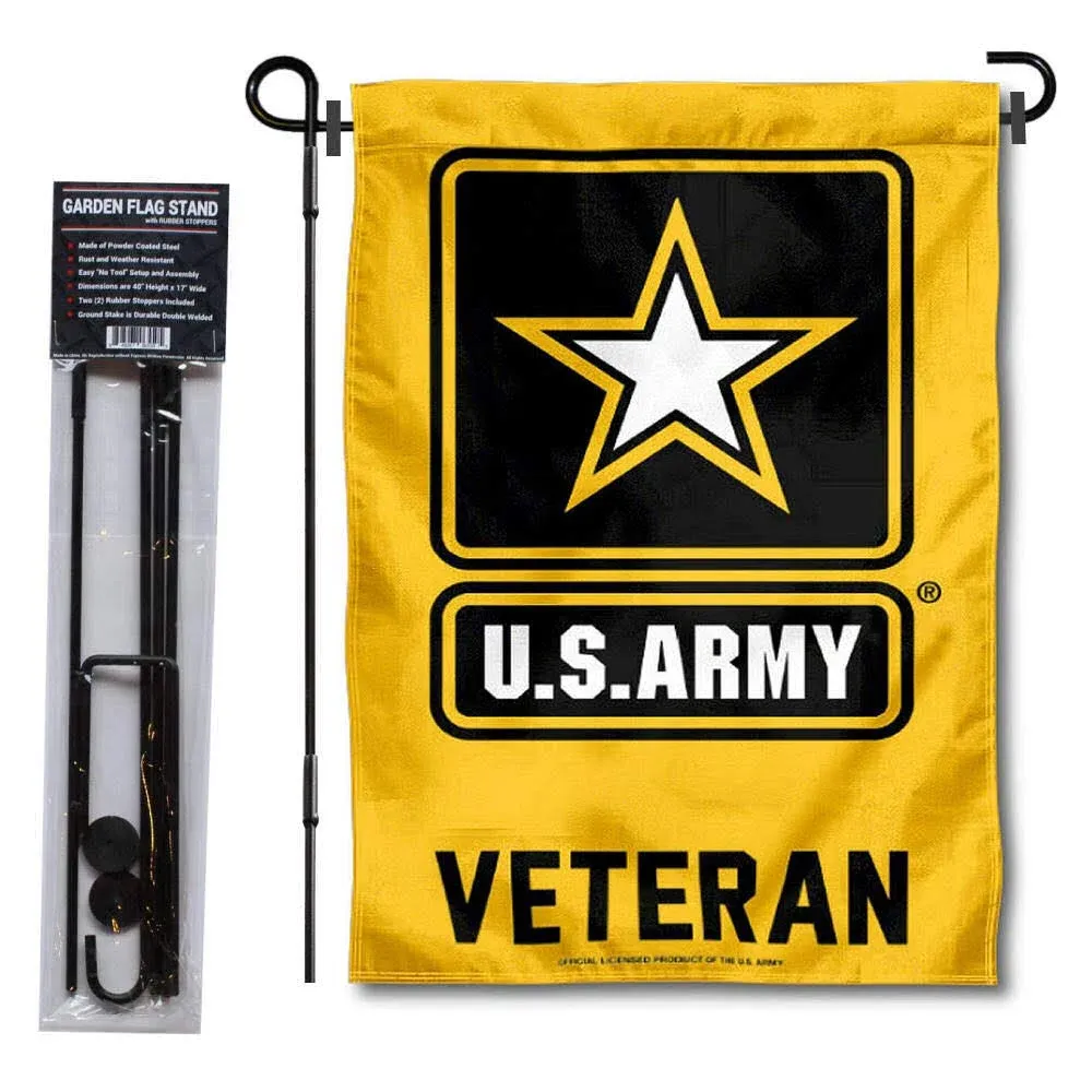 WinCraft Army Veteran Garden Flag with Stand Holder