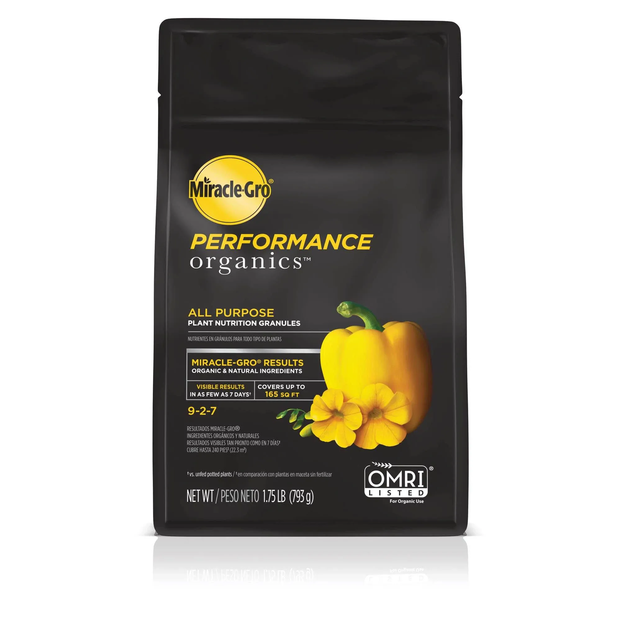 Miracle-Gro Performance Organics ALL PURPOSE Plant Food Fertilizer 1.75lb 9-2-7