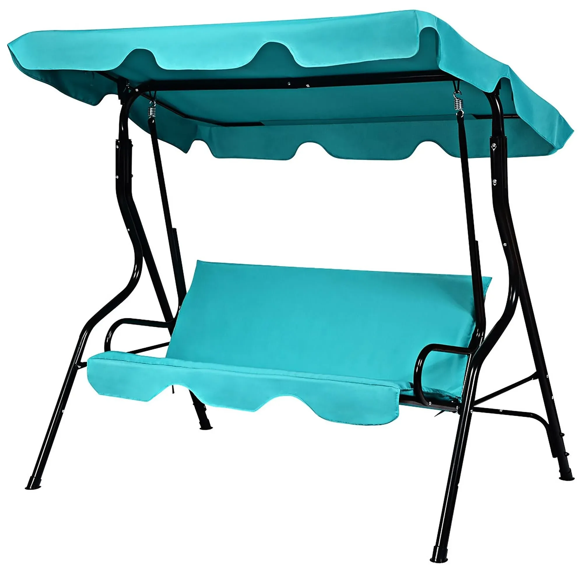 Costway Patio Swing Glider 3-Seats Canopy Hammock Cushioned Backyard Blue