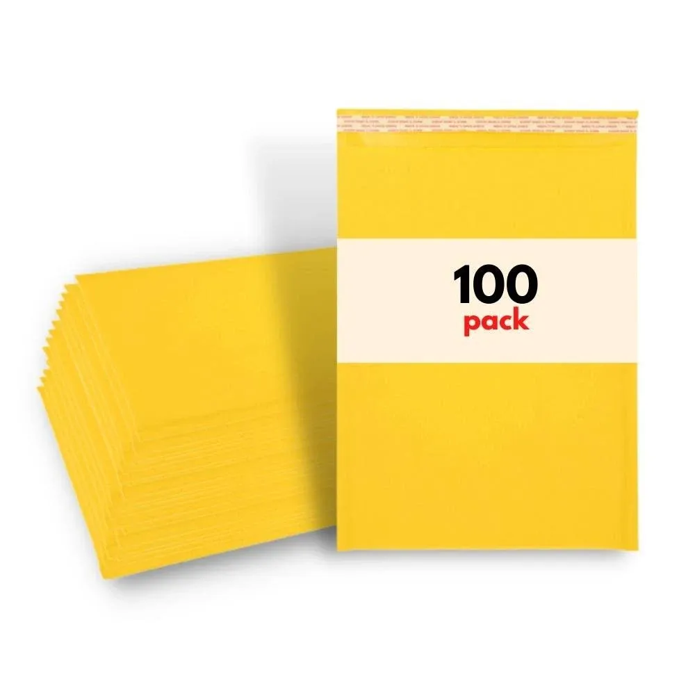 100 Pack #DVD 7.25 x 9.75 Kraft Bubble Mailers Padded Envelopes Shipping Bags