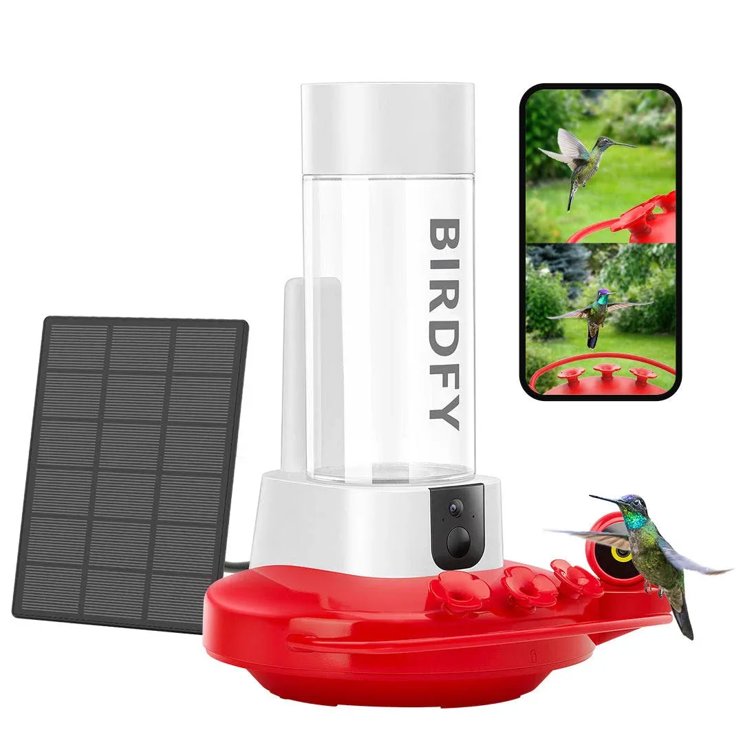 NETVUE by Birdfy Hummingbird Feeder with 2 Cameras - Dual Smart Cams, 2K HD Wireless for 2 Angels Close-up Bird Watching Outdoor, Instant Notifications (20Oz) (Hum Duo AI)