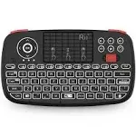 Rii (Upgrade) i4 Mini Bluetooth Keyboard with Touchpad, Blacklit Portable Wireless Keyboard with 2.4G USB Dongle for Smartphones, PC, Tablet, Laptop TV Box iOS Android Windows Mac.Black