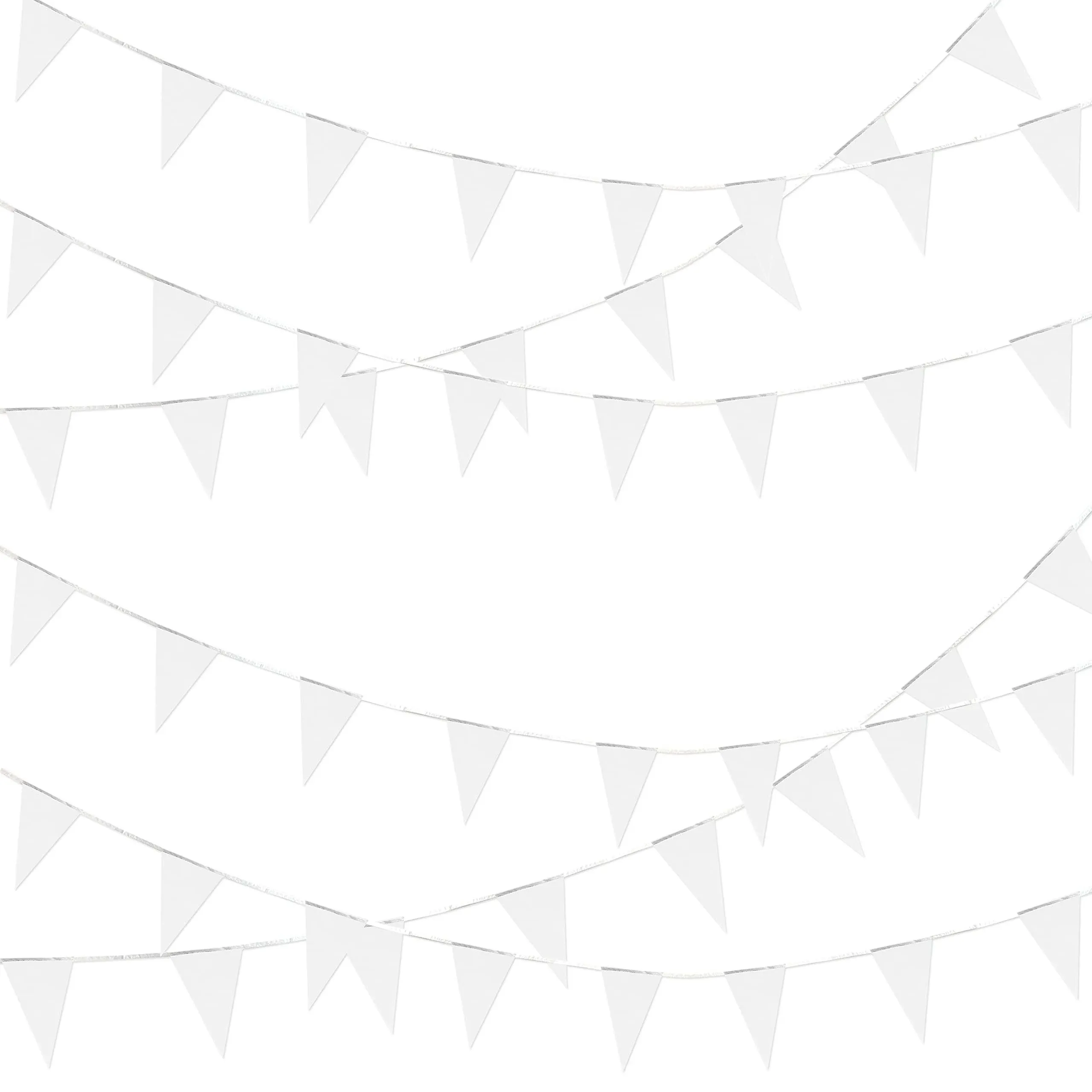 30 PCS 50 Ft Blank Pennant DIY Bunting String Flags Banner, Oxford White