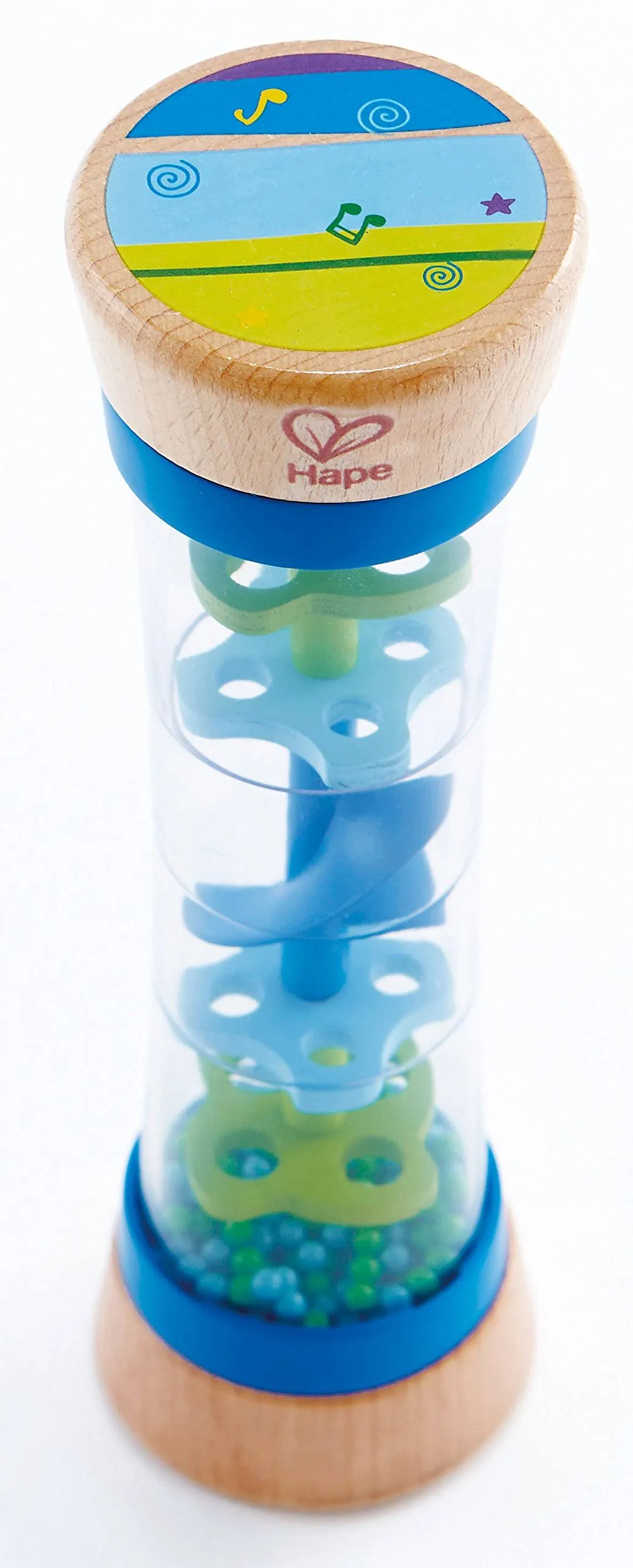 Hape Beaded Raindrops Rainmaker Toddler Musical Toy in Blue