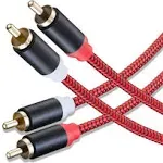 RCA Cable 25Ft,2Rca Male to 2-Rca Male Audio Stereo Subwoofer Cable [Hi-Fi Sound] Nylon-Braided Auxiliary Audio Cord for Home Theater, HDTV, Amplifiers, Hi-Fi Systems,Speakers and etc(25Ft/8M)