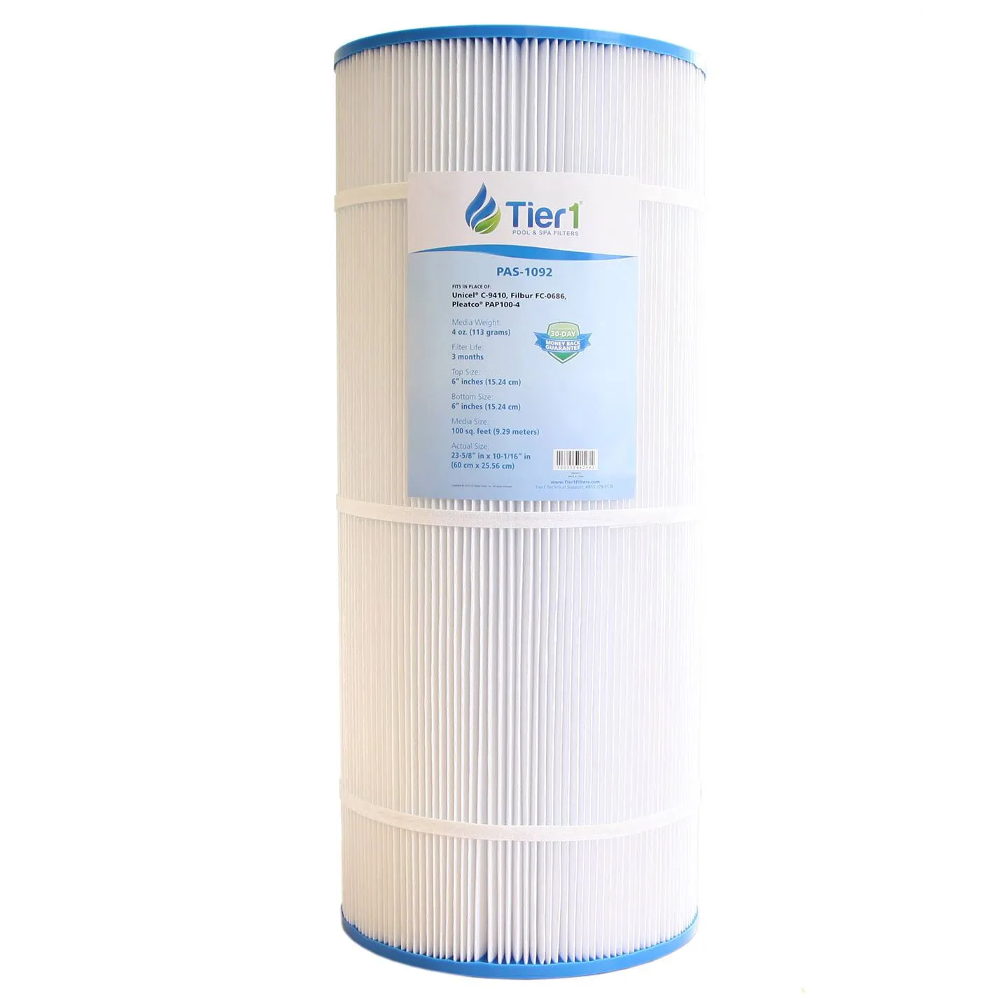 Tier1 Pool & Spa Filter Cartridge | Replacement for Pentair R173215, Clean & Clear 100, Pleatco PAP100-4, Unicel C-9410, FC-0686 and More | 100 sq ft Pleated Fabric Filter Media