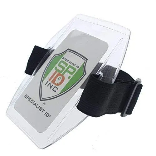 Specialist ID 5 Pack - Armband Badge Holder with Black Adjustable Elastic Arm ...