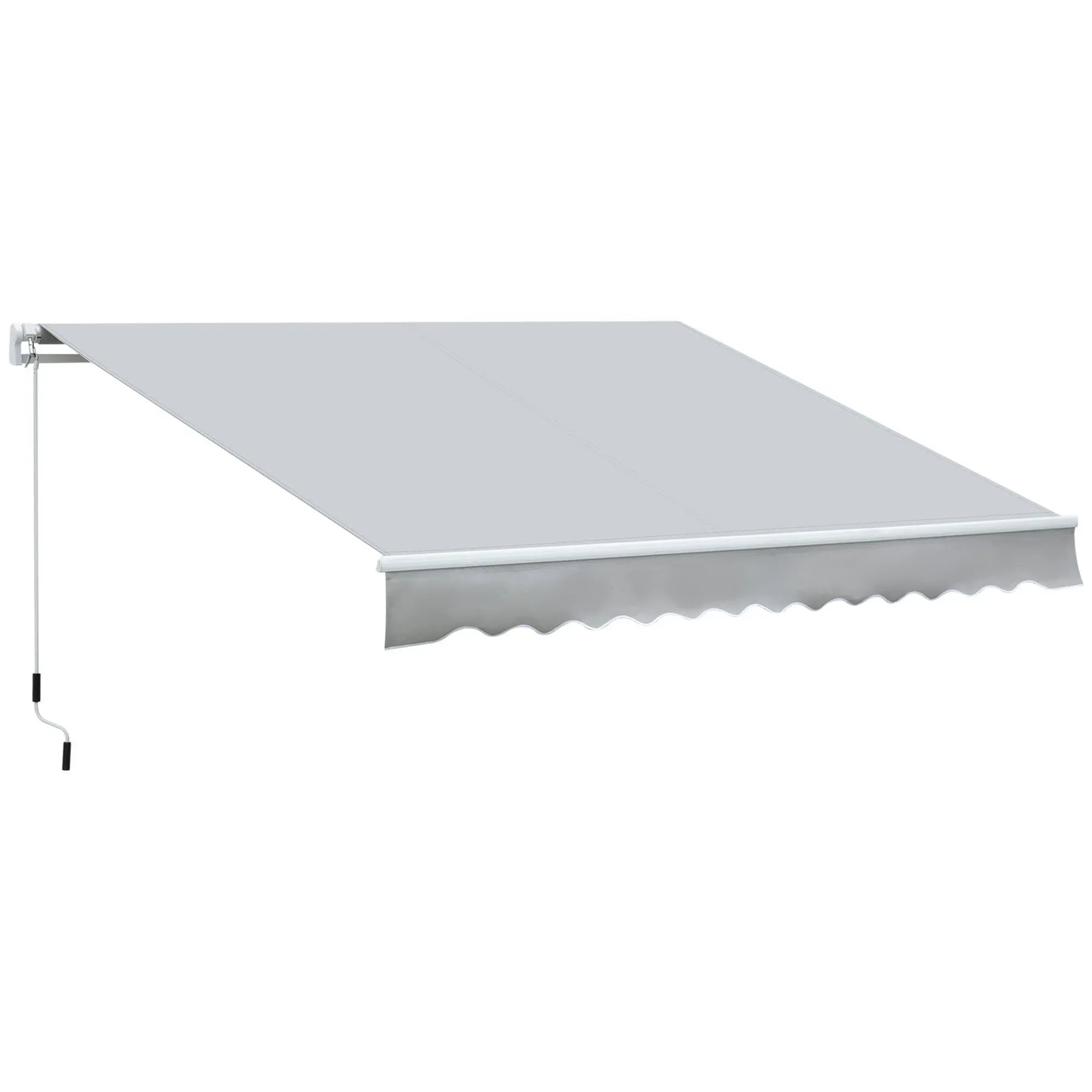 12&#039; x 8&#039; Patio Awning Manual Retractable Sunshade w/ Crank Handle Light Grey