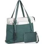 Women Tote Bag for School,Cute Bookbag Teacher Bag for College,Laptop Tote Bag Purse with Compartments Zipper for Work Travel Nurse Church,Canvas,Green