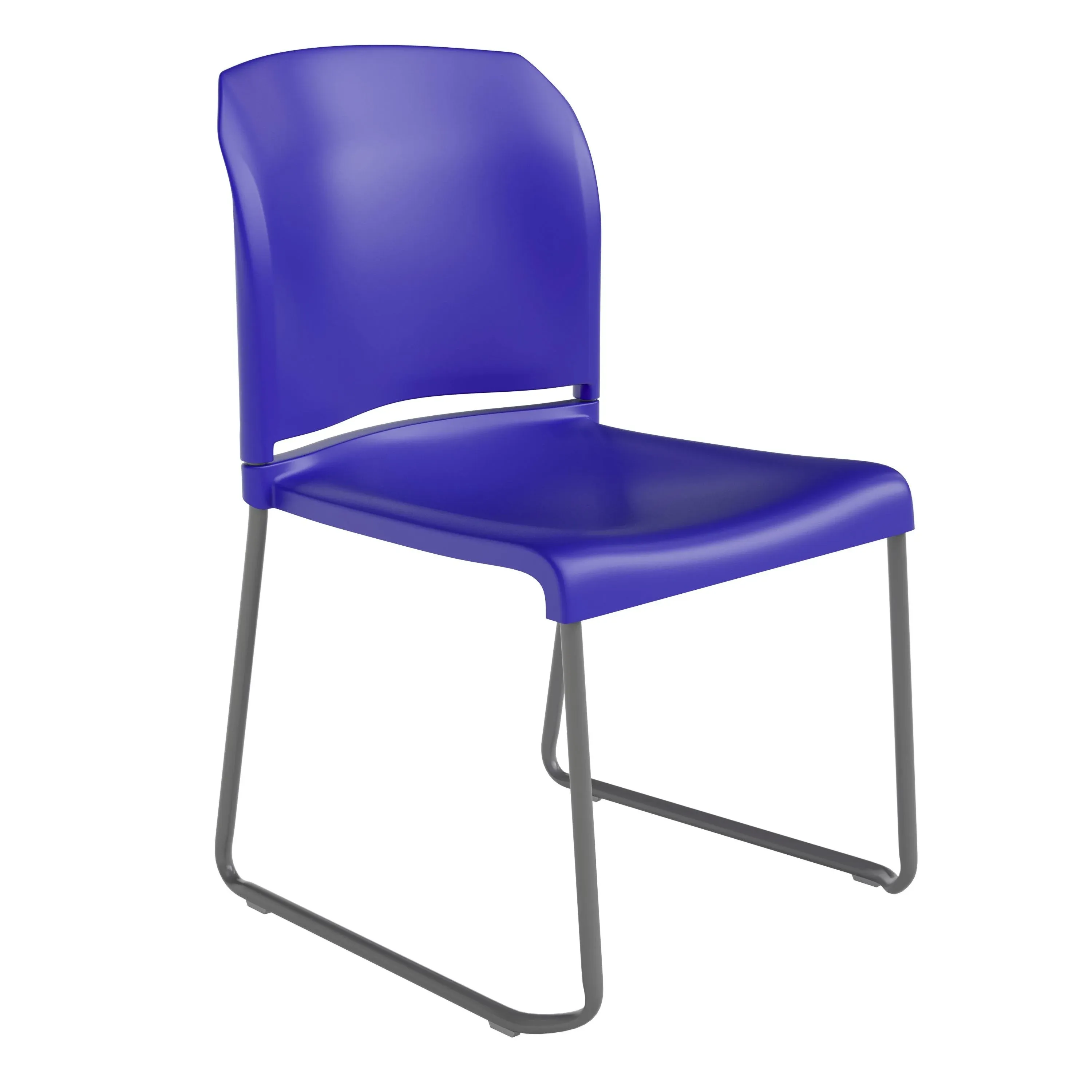 Flash Furniture Hercules Series 880 lb. Capacity Full Back Contoured Stack Chair with Gray Powder Coated Sled Baser, 23.75", Blue