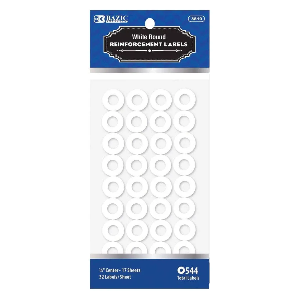 Bazic White Round Reinforcement Label (544 / Pack)