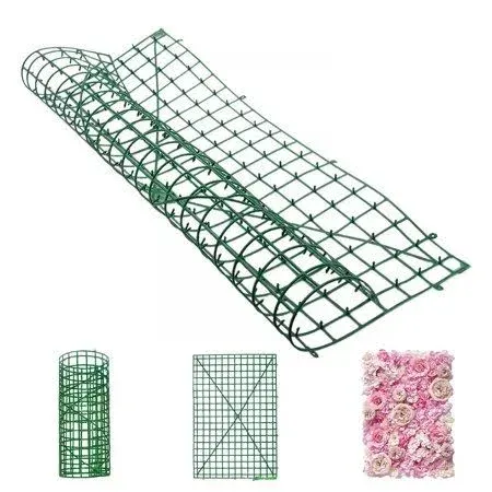 Efavormart 10-Pack DIY Plastic Mesh Flower Wall, Dark Green Artificial Plant Backdrop Frames, 24"x16"