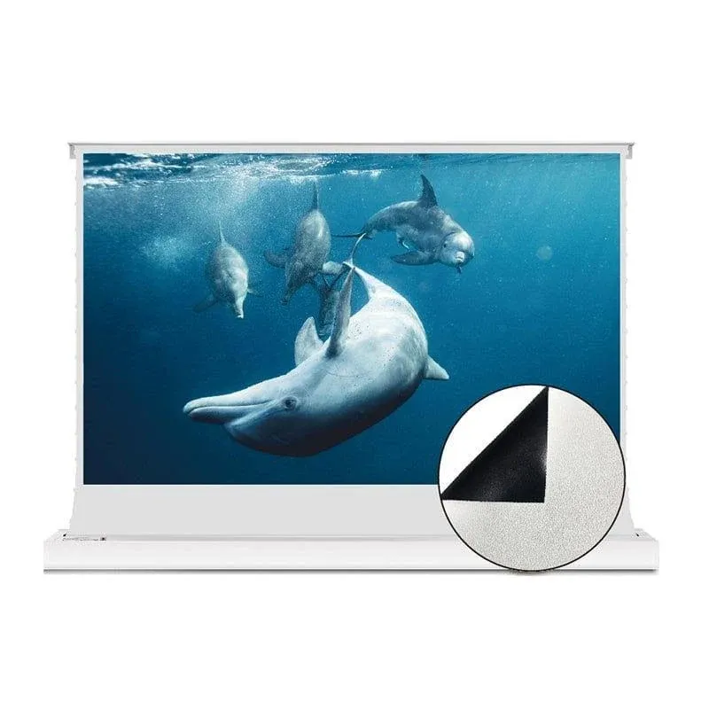 Vividstorm S White Cinema Motorized Tension Floor Rising Projector Screen, 72 ...