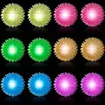 Light Up Bouncy Balls, 2.55" Glow in The Dark Party Favor for Kids Adults Stress Relief,LED Flashing Soft Spike Balls Bulk Toys for Gifts School Rewards