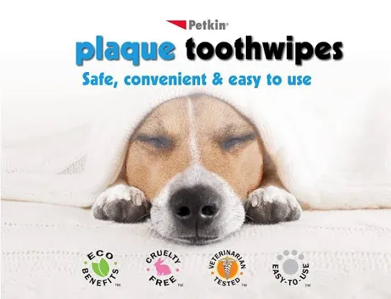 Petkin Plaque Toothwipes, Fresh Mint, 40 Wipes, 2 Pack