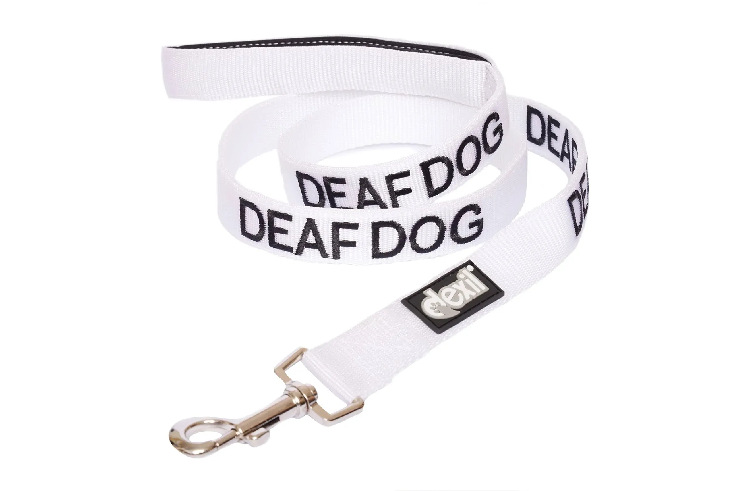 DEAF DOG White Color Coded 2 4 6 Foot Padded Dog Leash (No/Limited Hearing) PREVENTS Accidents By Warning Others of Your Dog in Advance (Standard Leash)