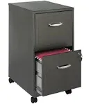 Hirsh 18&#034; 2 Drawer Mobile Smart Vertical Modern Metal File Cabinet in Gray