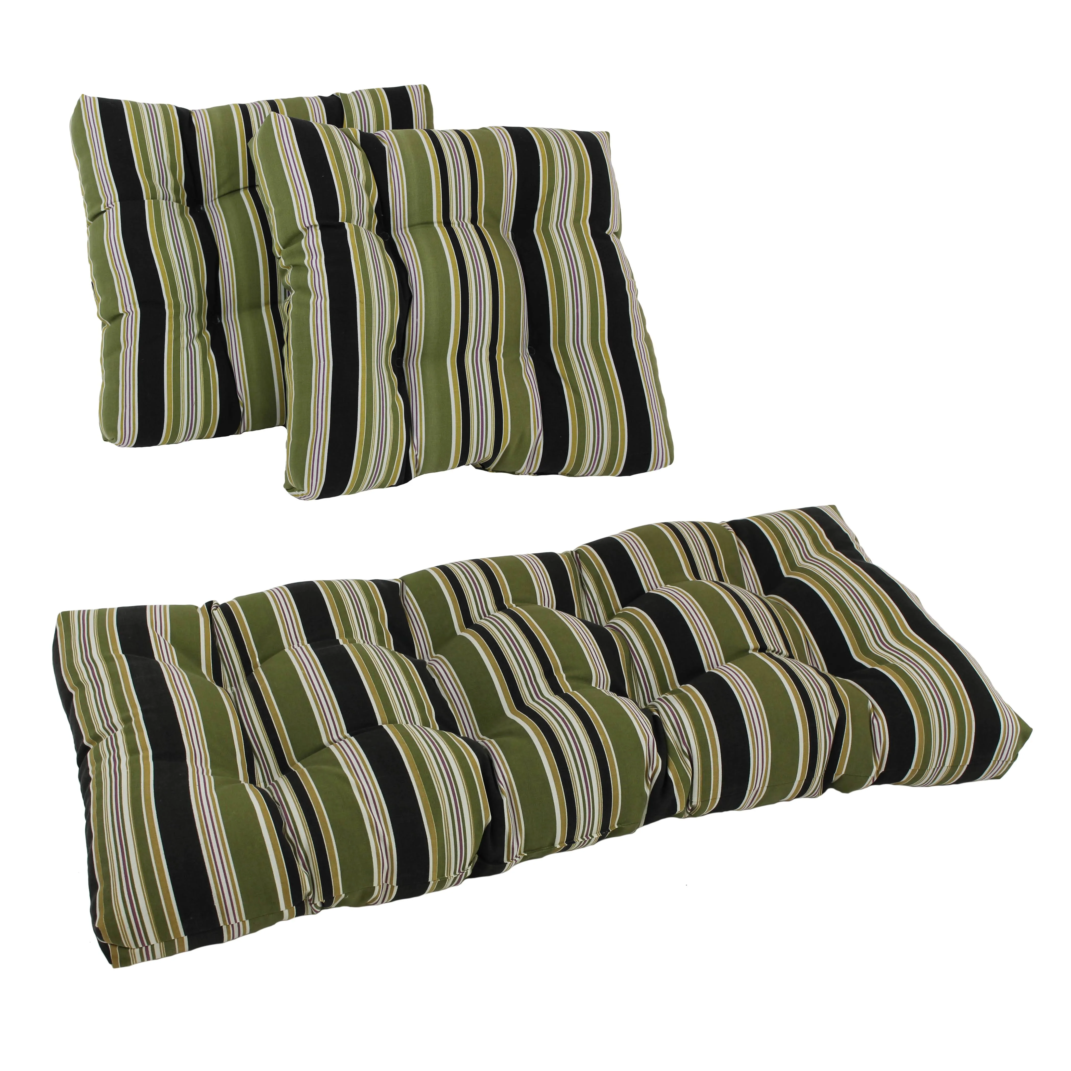 Square Spun Polyester Outdoor Tufted Settee Cushions Set of 3 Eastbay Onyx