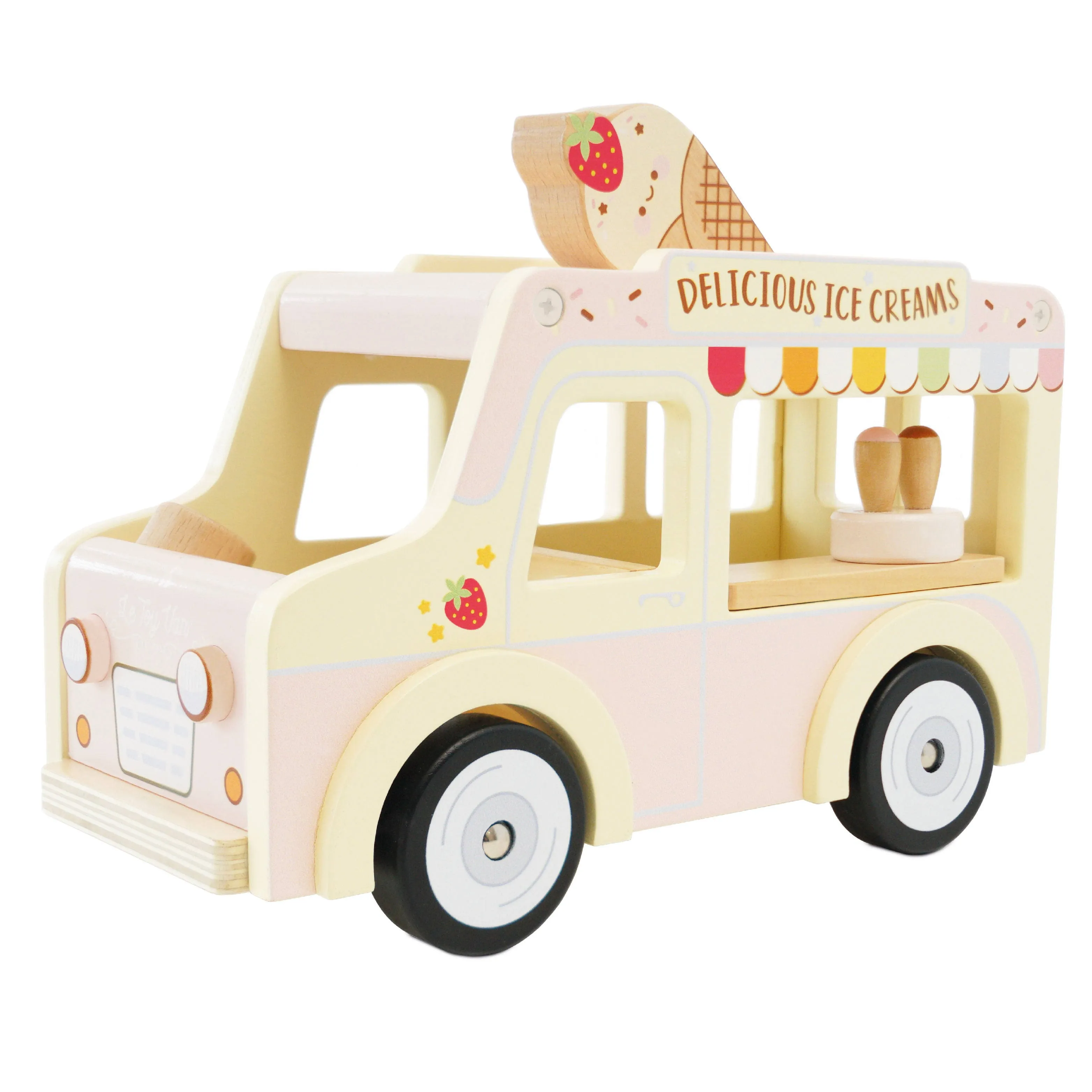 Le Toy Van - Wooden Doll House Dolly Ice Cream Van Play Set for Dolls Houses | Daisylane Dolls House Furniture Sets - Suitable for Ages 3+