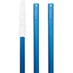 POOLWHALE Professional 12 Feet Blue Anodized Aluminum Telescopic Swimming Pool Pole,Adjustable 3 Piece Expandable Step-Up,for Skimmer Nets, Vacuum