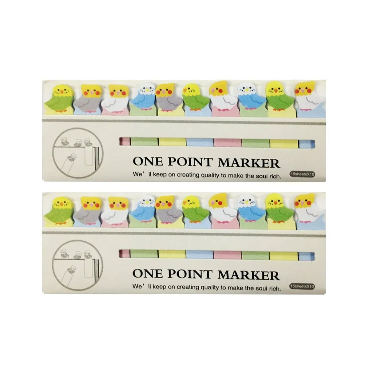 Wrapables Bookmark Flag Tab Sticky Notes, Parakeet (Set of 2)