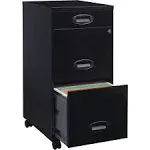 Space Solutions 3 Drawer Metal File Cabinet with Pencil Drawer Black