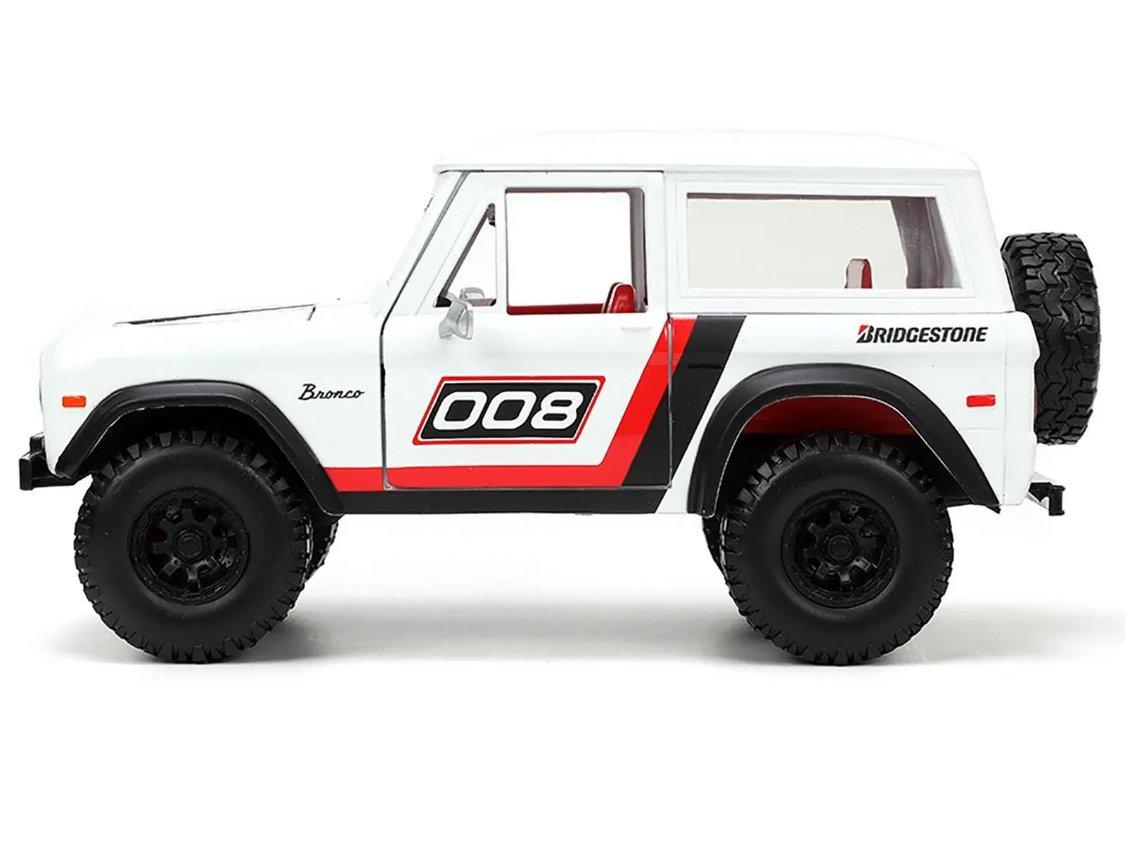 1973 Ford Bronco #008 White with Red and Black Stripes and Red Interior with ...