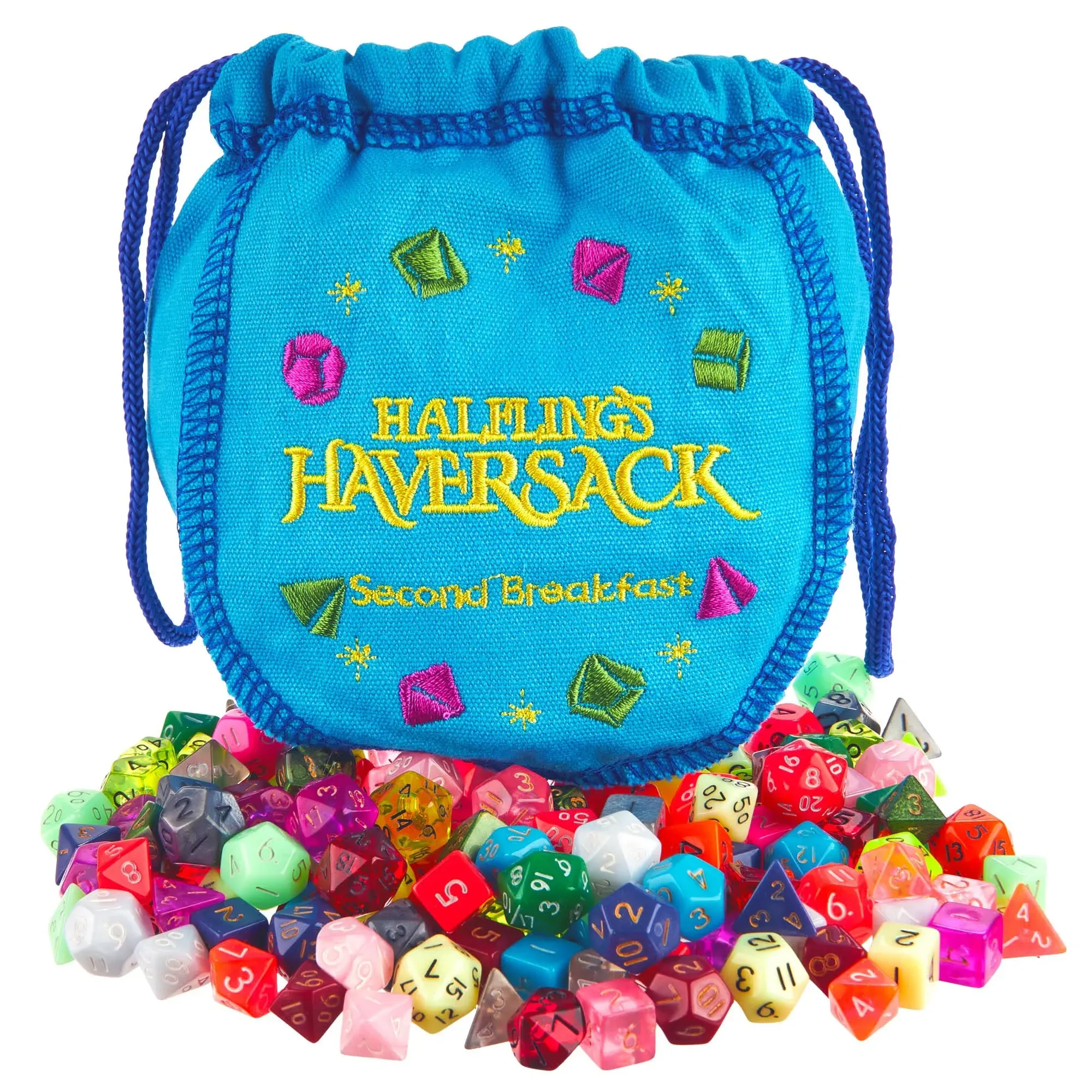 Wiz Dice Halfling's Haversack: Second Breakfast 10mm Miniature Polyhedral Dice (140-pack) 20 Sets of 7 Mini D&D Dice