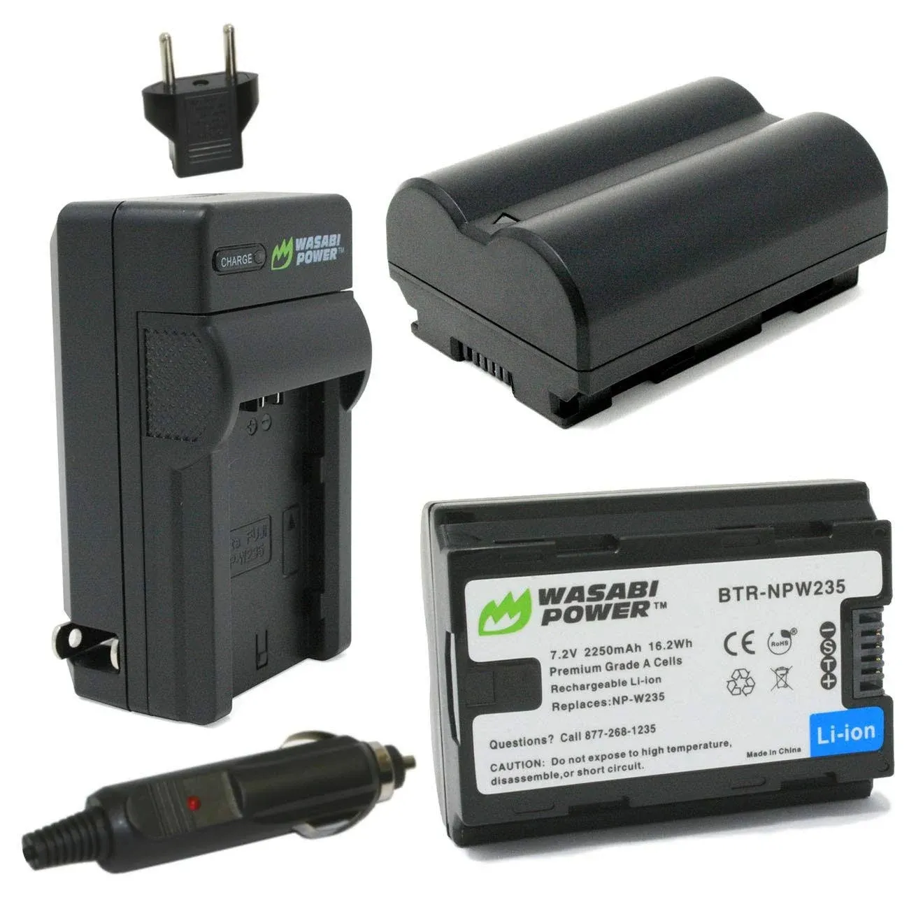 Wasabi Power Battery (2-Pack) & Charger for Fujifilm NP-W235 & Compatible with Fujifilm X-H2S, GFX 50S II, GFX 100S, Fujifilm X-T4, VG-XT4 Vertical Battery Grip