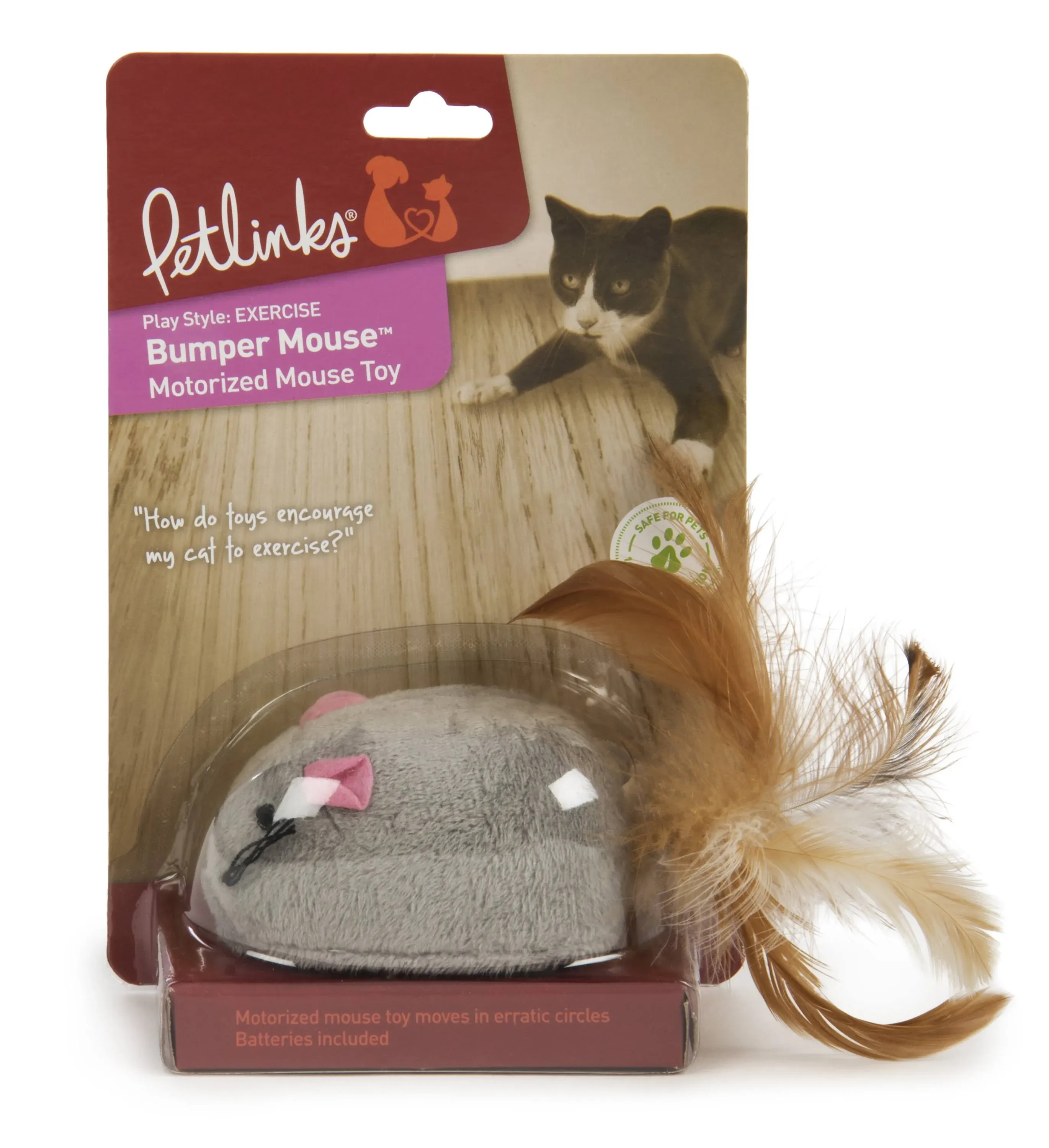 NWT Petlinks Bumper Mouse Electronic Motion Cat Toy