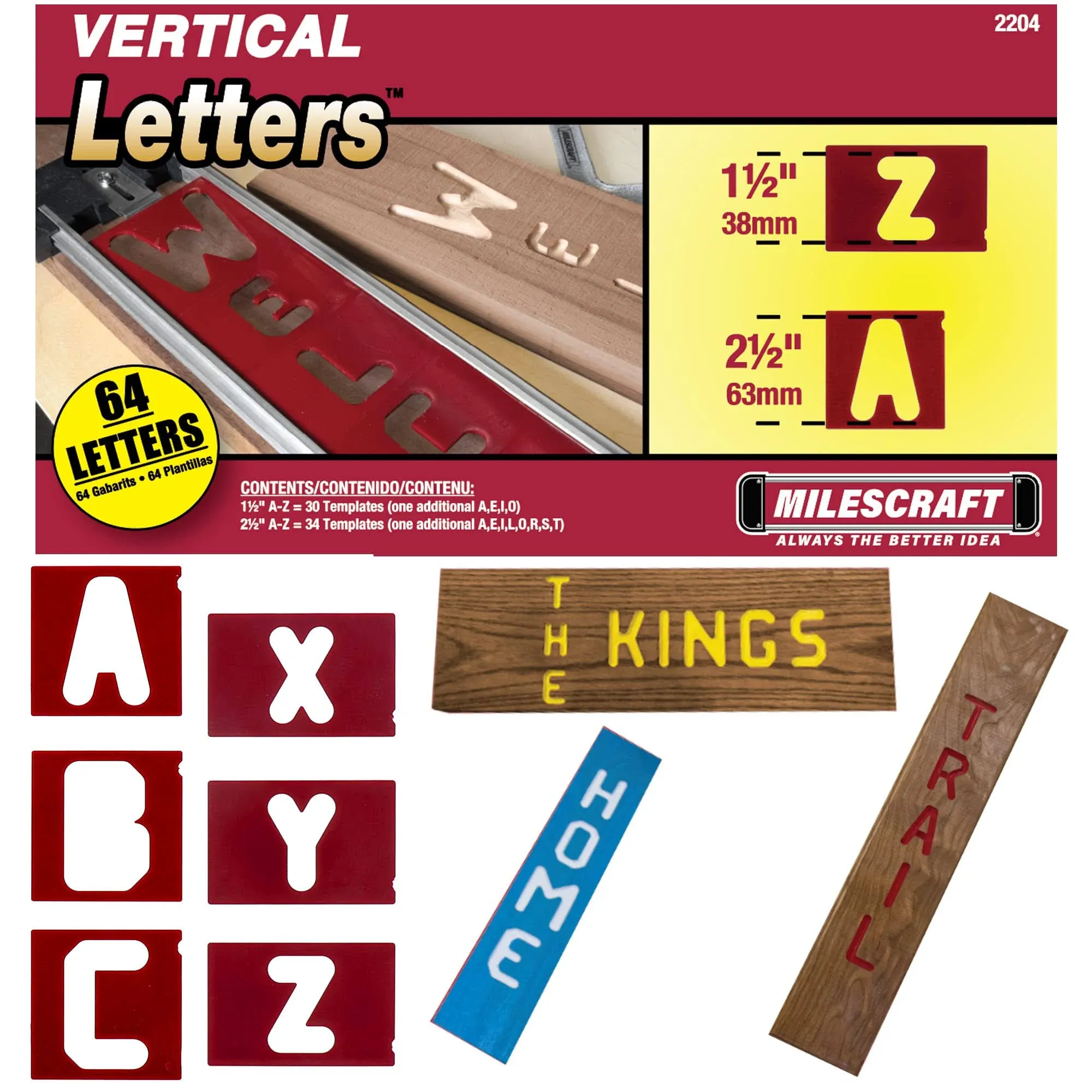 Milescraft 1.5 in. &amp; 2.5 in. Vertical Letter Template Set