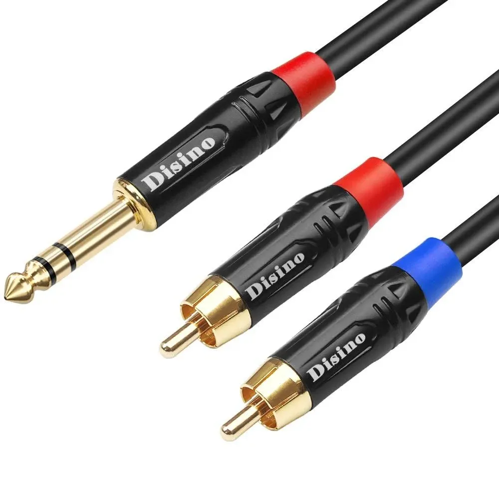 Disino RCA to 1/4 Insert Cable, 6.35mm TRS Male to Dual RCA Audio Y Splitter ...