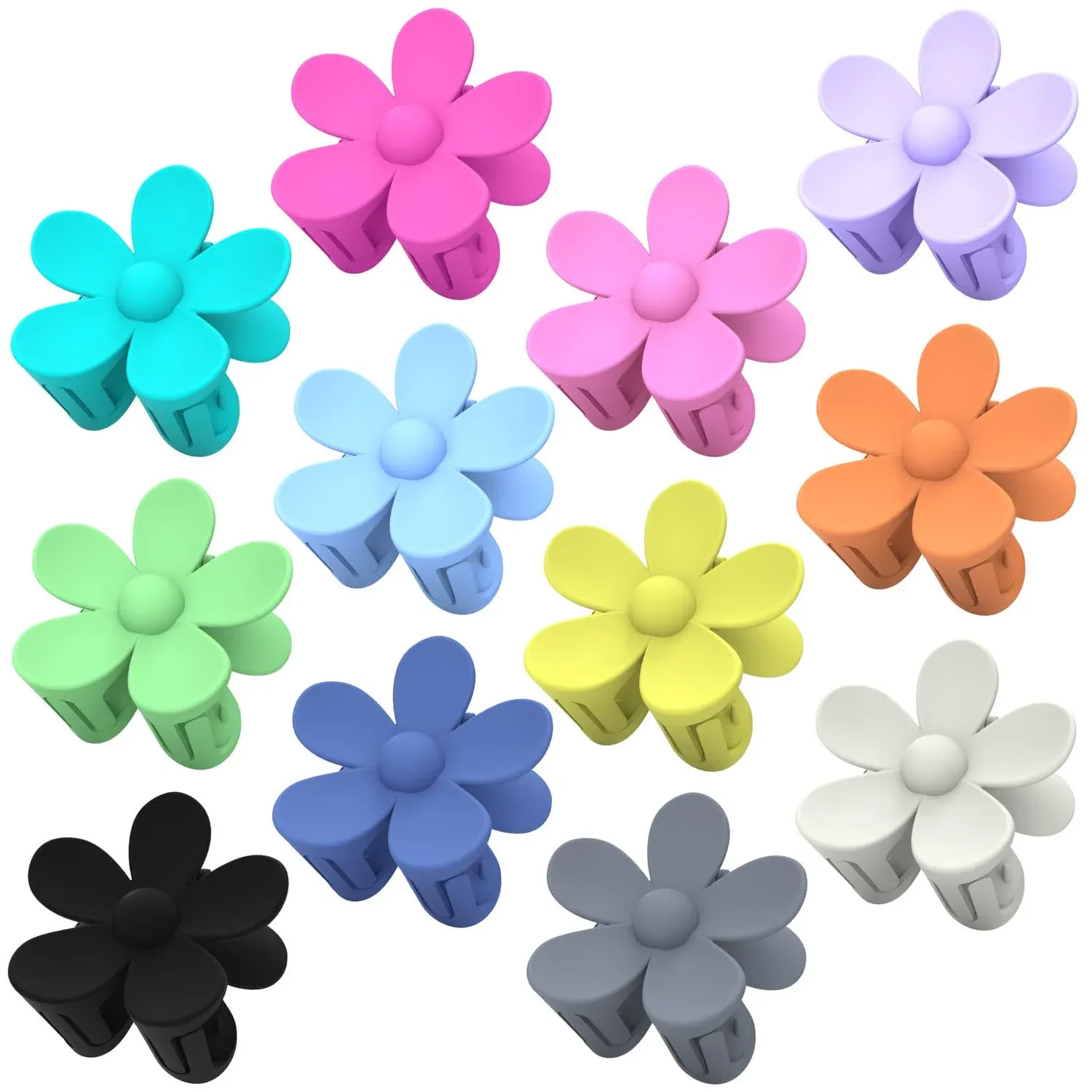 MAJOMI Flower Hair Clips 12pcs Hair Claw Clips Cute Claw Clips for Women Girls Nonslip Matte Jaw Clip for Thick/Medium Hair Big Daisy Hair Clips