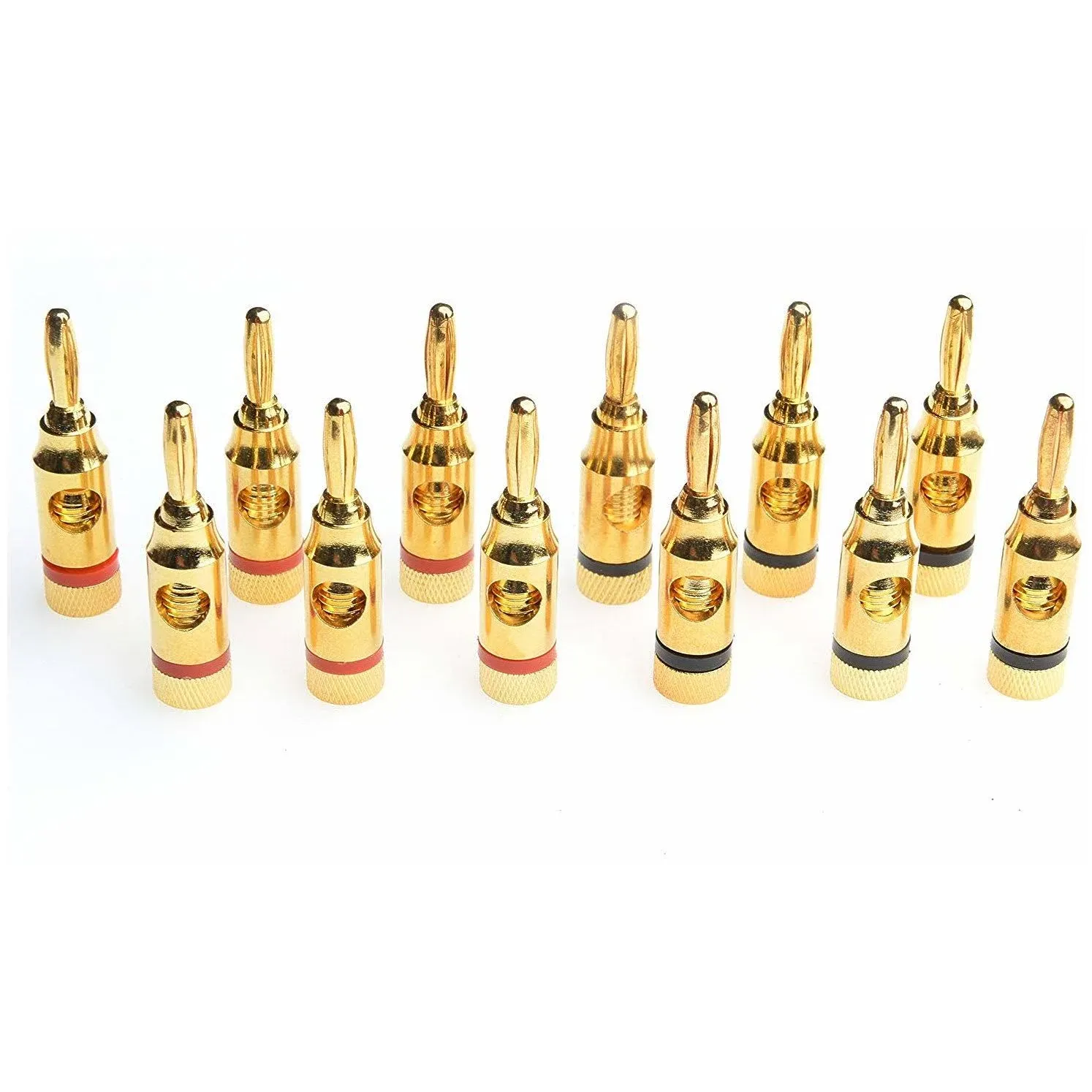 WGGE WG-3334 24k Gold Plated Banana Plugs (Open Screw Type) (6 Pairs)