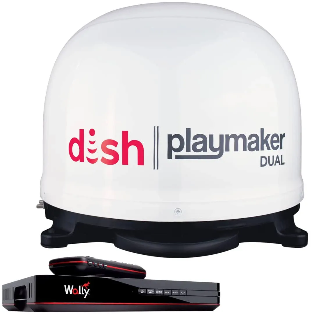 Winegard Dish Playmaker Dual Portable Satellite Antenna, White Pl-8000