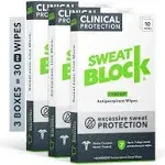 SweatBlock Clinical Strength Antiperspirant Wipes for Hyperhidrosis 3 Box Deal -