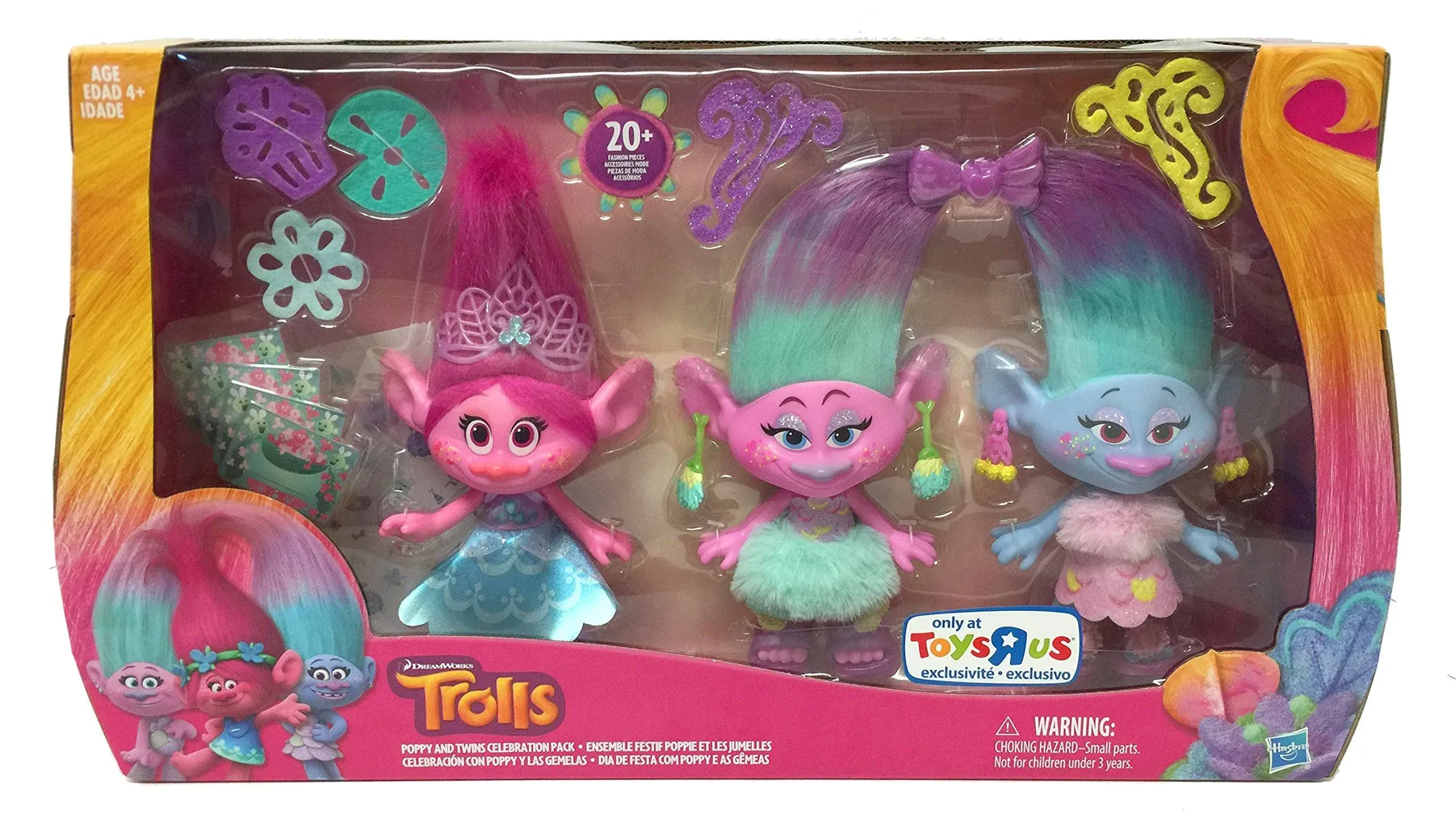 NEW Hasbro Trolls DOLL Poppy and the Twins Celebration Pack Exclusive Toys R Us