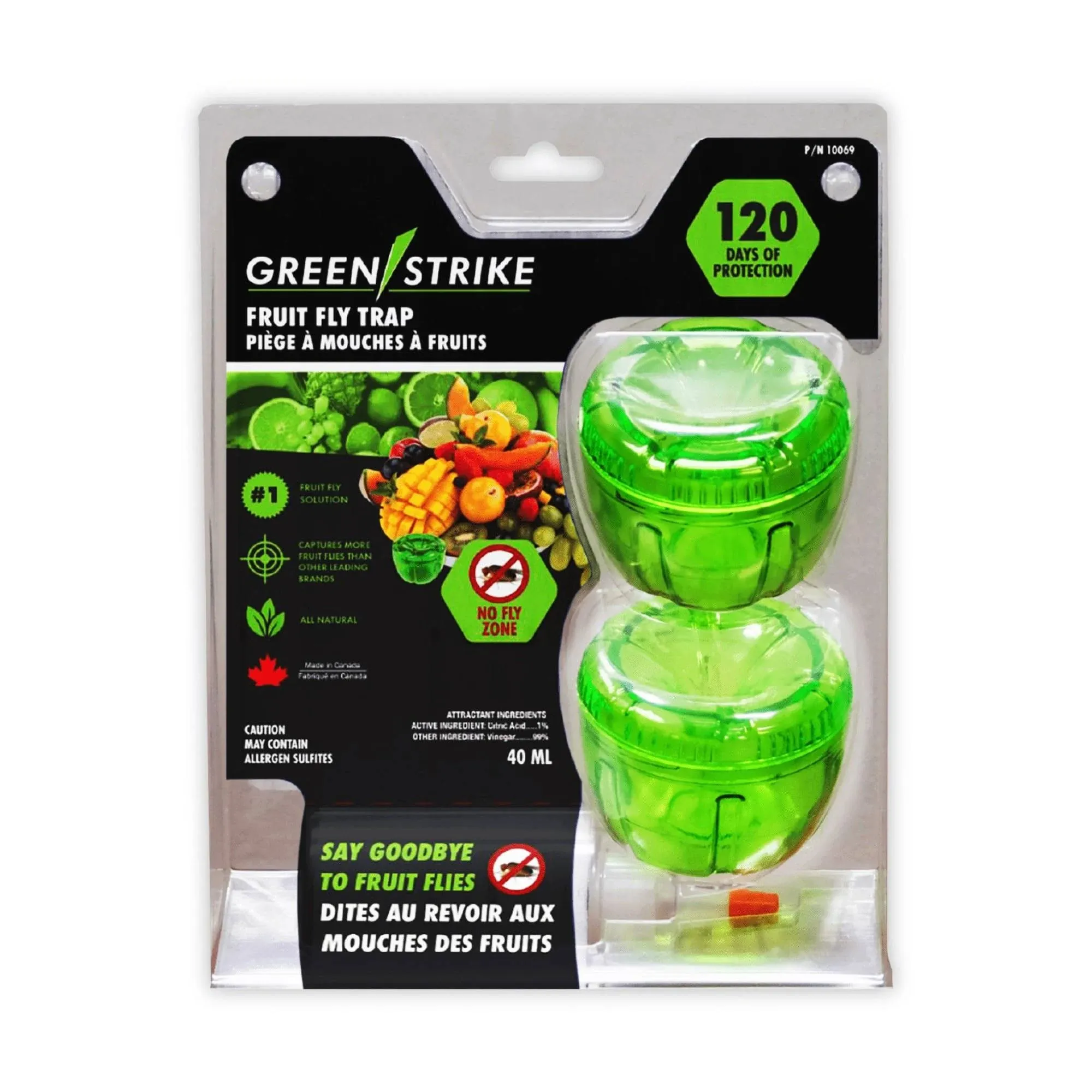 GREENSTRIKE 2-Pack Fruit Fly Traps for Indoors use. 120 Days TRANSULENT GREEN 