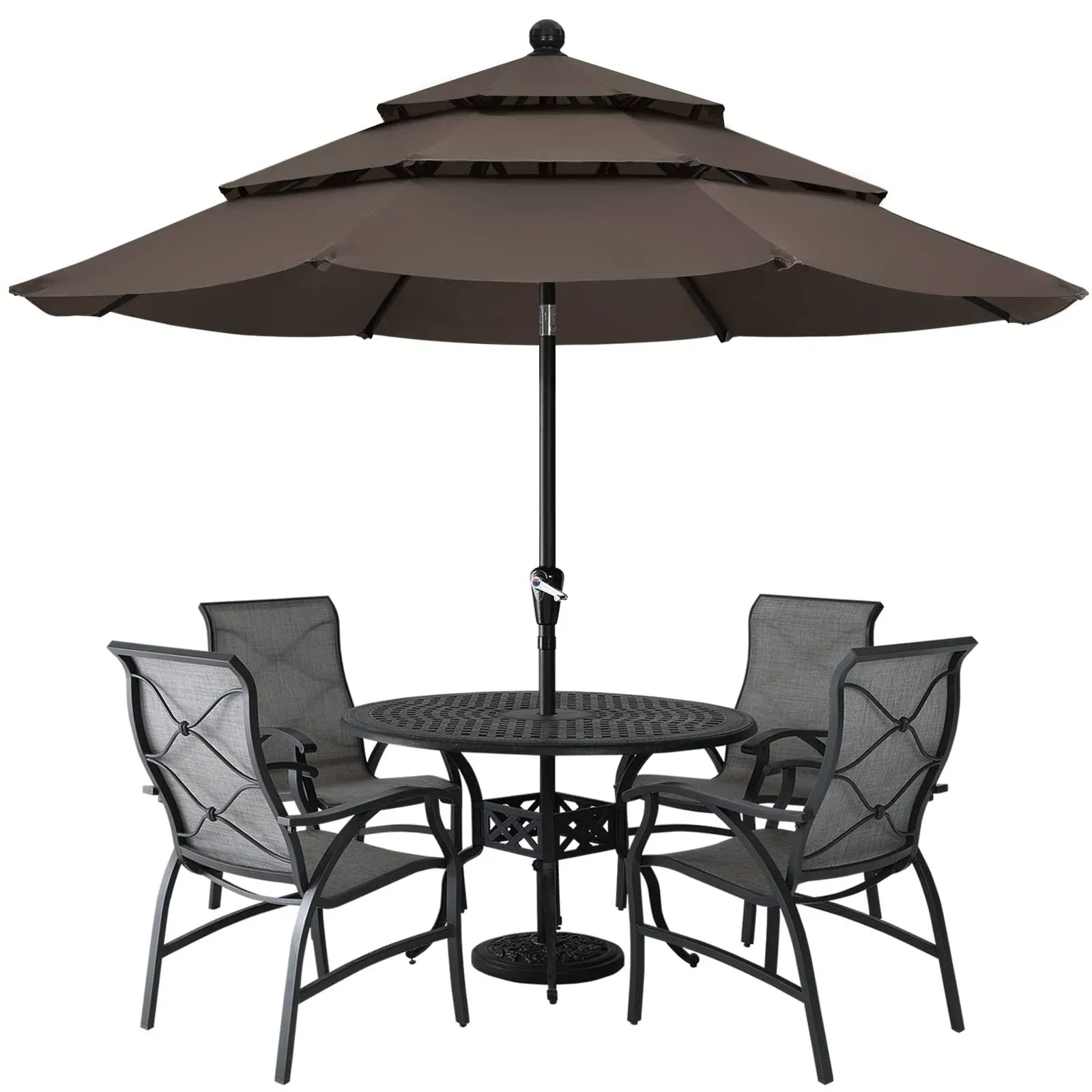 ABCCANOPY Patio Umbrellas 3-Tiers 10FT (Brown)