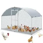 VEVOR Large Metal Chicken Coop with Run Walkin Chicken Coop for Yard with Waterproof Cover - 6.6 x 9.8 x 6.6 ft - Dome Roof