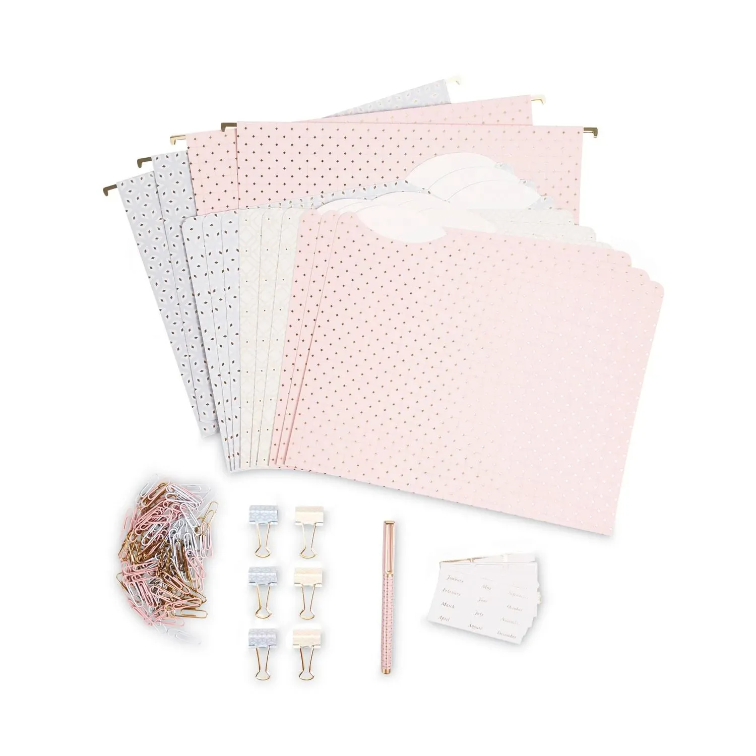 U Brands Delicate Details Filing Kit  Pastel/Gold  Set Of 145 Pieces