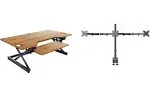 46" Large Adjustable Standing Desk Converter/Triple Monitor Mount Bundle - Teak - Transitional - Desk Accessories - by Homesquare | Houzz