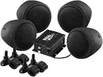 BOSS MCBK470B Four 3&#034; Motorcycle ATV/Marine Speakers +1000W Amplified +Bluetooth