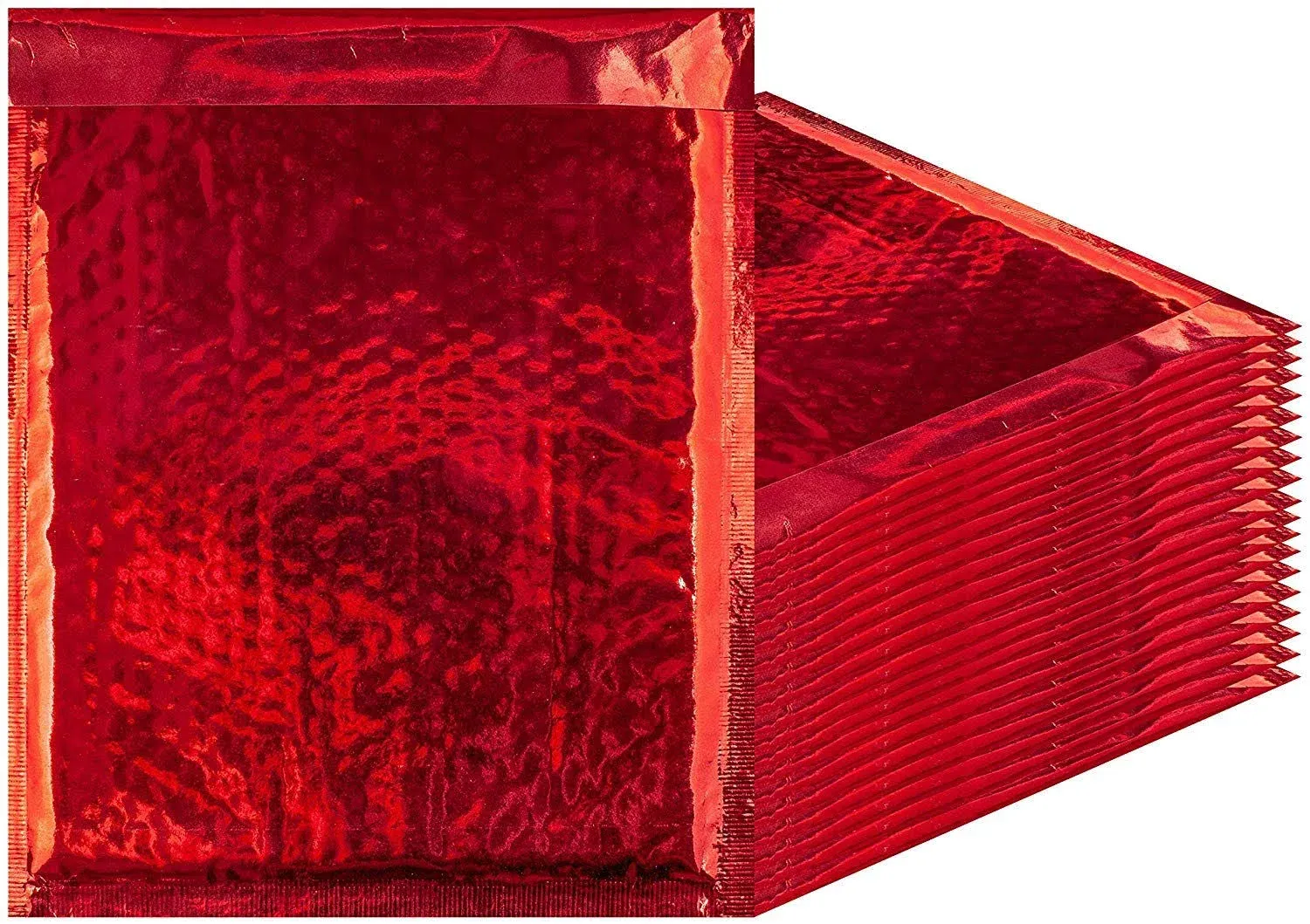 Red Metallic Bubble Mailers, 8.5 x 11 Inches. 25 Pack Metallic Padded Bubble Mailers. Waterproof Padded Envelopes Metallic. Bright Foil Shipping Envelopes for Fragile Things