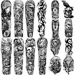 Waterproof Temporary Tattoos Full Arm 8 Sheets and Half Arm Fake Tattoos 8