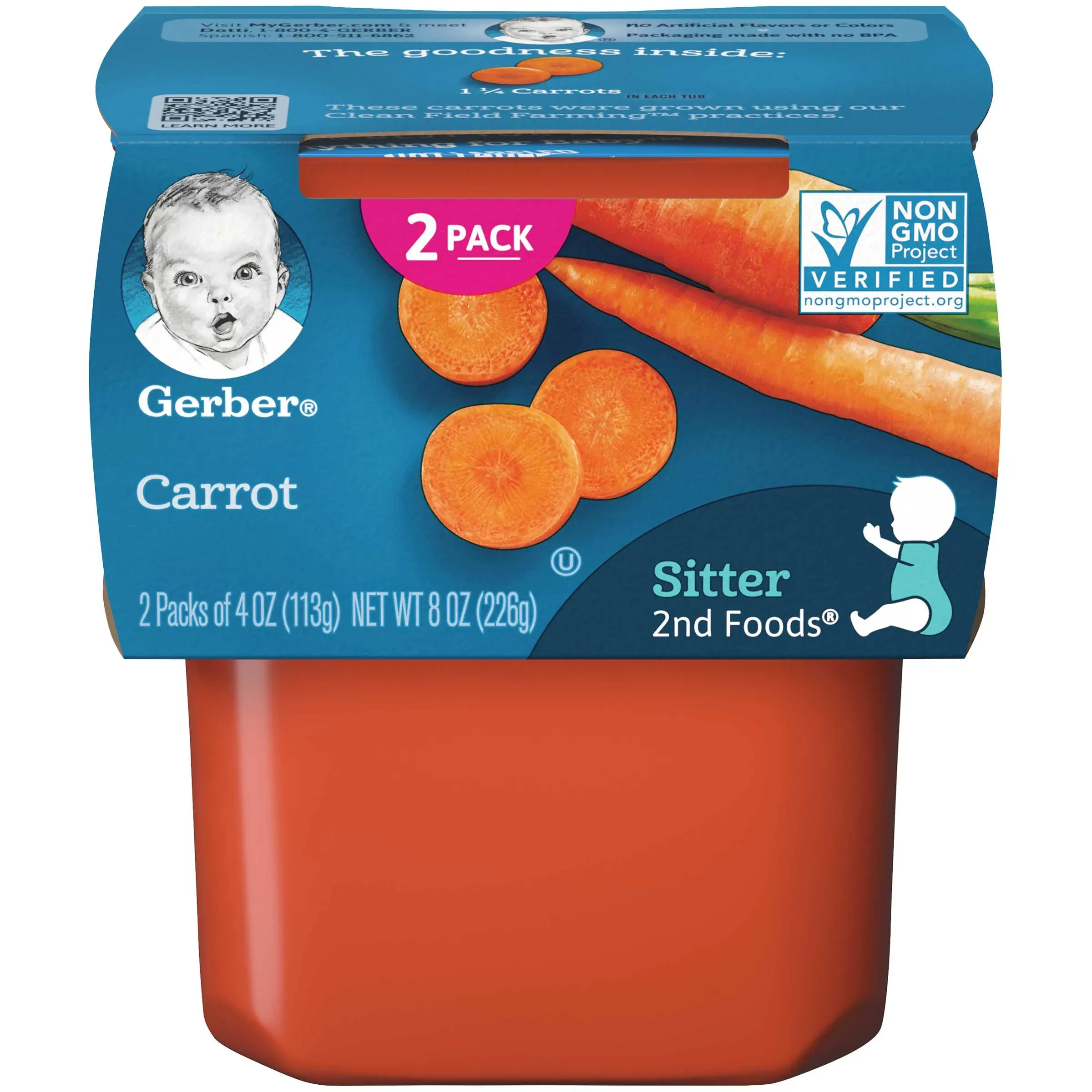 Gerber 2nd Foods Carrot Baby Food, 8 Ounce -- 8 per case.