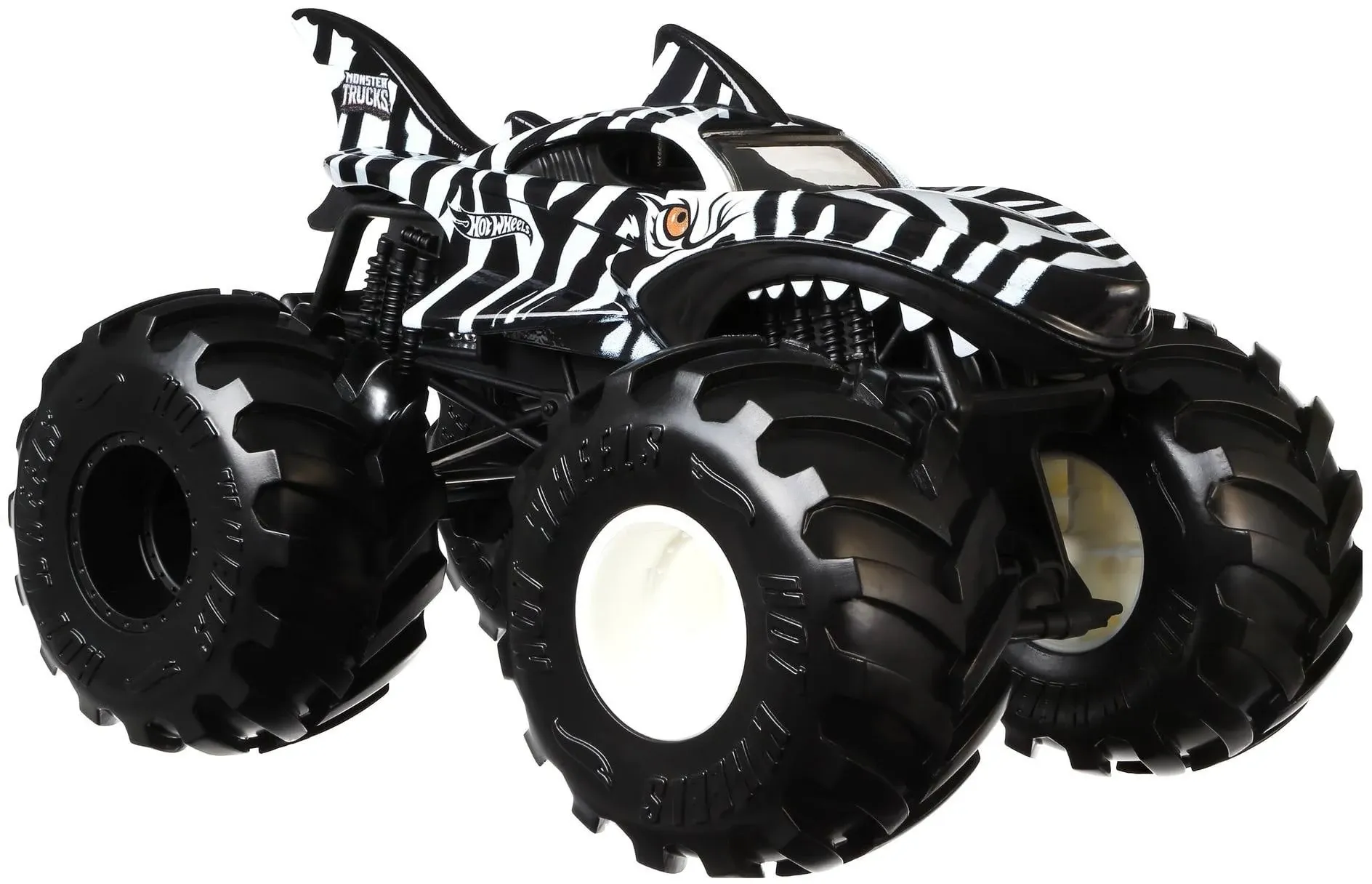 Hot Wheels Monster Jam Zebra Shark Die-Cast Metal Body Giant Wheels Truck *New*