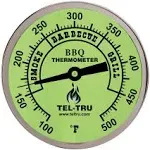 Tel-Tru Large Glow in the Dark BBQ Smoker Thermometer BQ300 3&#034; face 4&#034; stem 500F