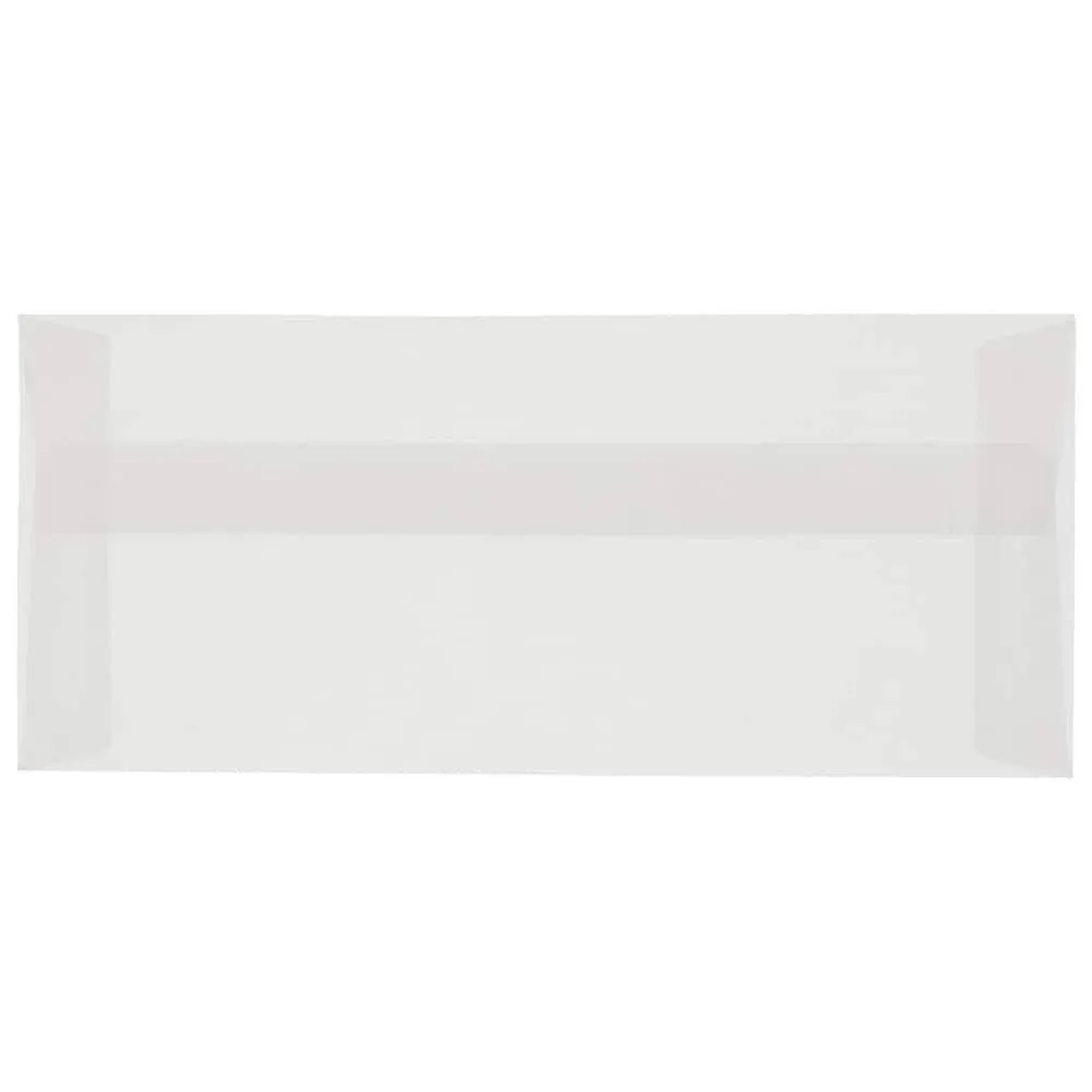 Jam Paper #10 Business Envelope - 10cm x 24cm - Clear Translucent Vellum - 50/Pack