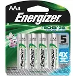 Energizer Rechargeable NiMH Batteries, AA - 4 pack